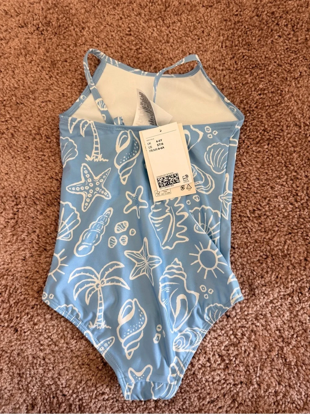 H&M Light Blue Seashell-Print One-Piece Swimsuit